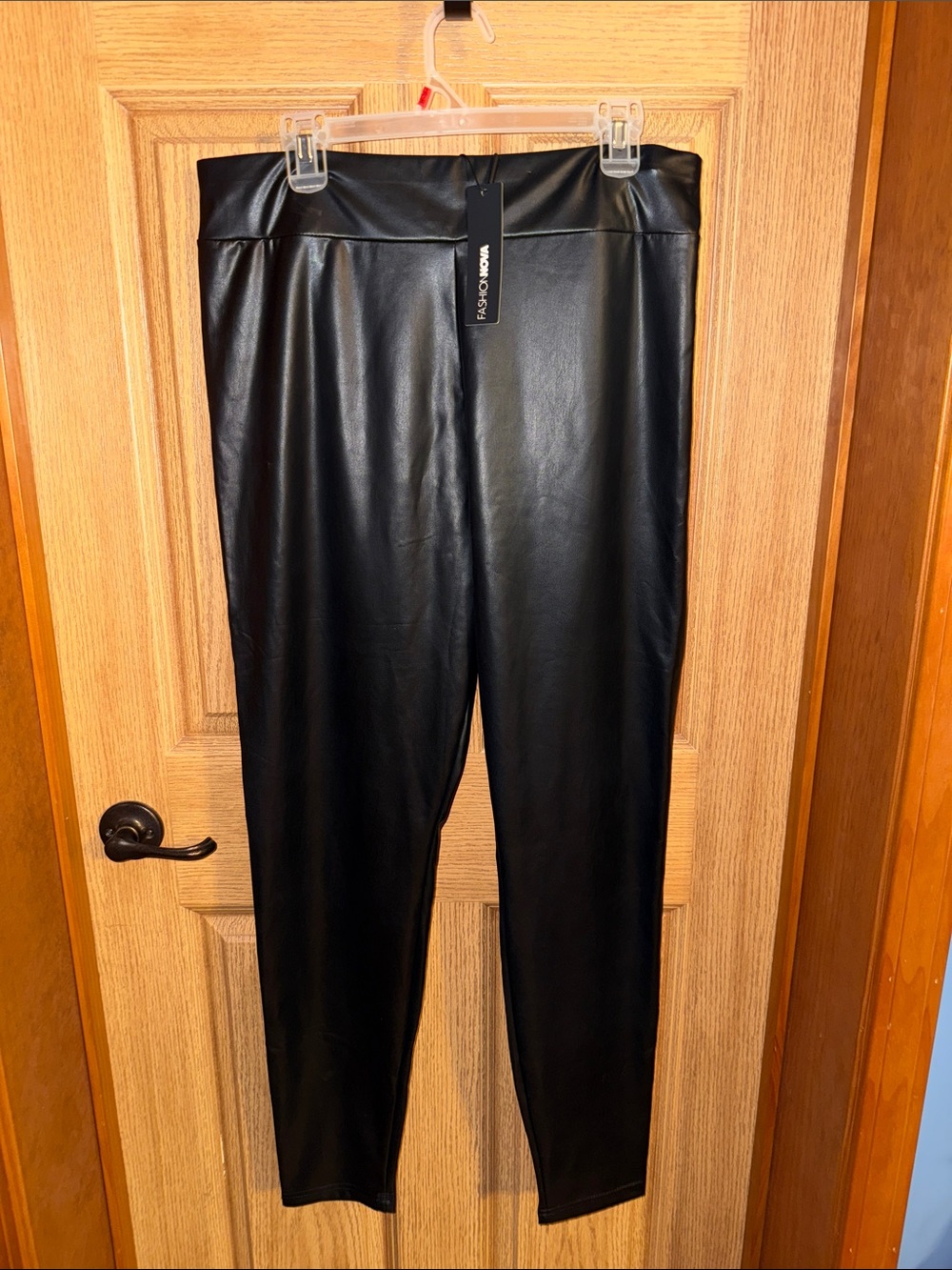 Black Faux Leather High-Waist Leggings